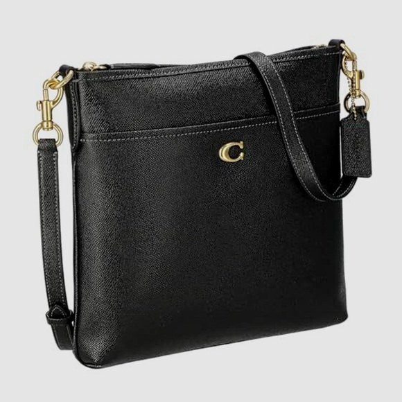 Coach Handbags - COACH Crossbody Kitt Messenger Purse / Shoulder Bag Black w Gold Logo like new